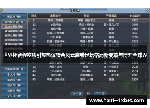 世界杯赛程密集引爆热议转会风云席卷足坛格局新变革与博弈全球界